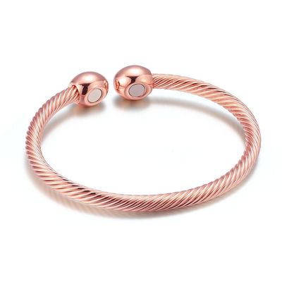 NewZenro Elegant Magnetic Bracelet Copper Magnets Bangle For Women Men Gifts for Father's Day (Rose Gold-Tone)