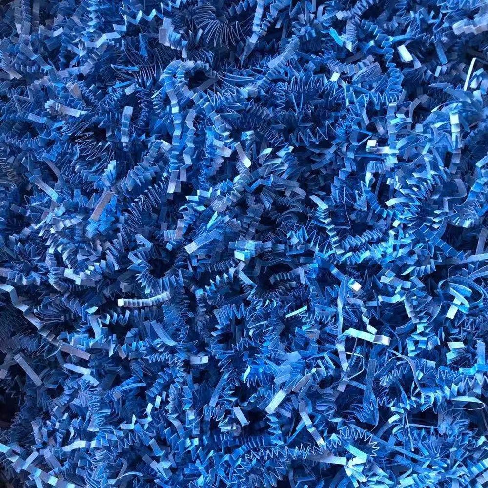 Black Cat Avenue 1 LB Blue Crinkle Cut Paper Shred Filler for Gift Wrap and Basket Filler