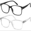 Success Eyewear Computer Glasses 2 Pairs Anti Glare Classic Reading Glasses Quality Comfort Glasses for Men and Women Set of 2 Crystal and Shiny Black 2.5