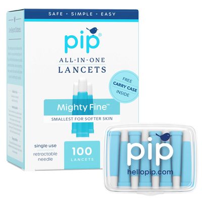 Pip Lancets for Diabetes Testing - 30G x 1.0mm Ultra-Thin Needles - 100 Count Safety Lancets | Single-Use Design for Painless Blood Glucose Testing - No Lancing Device Needed - Blue