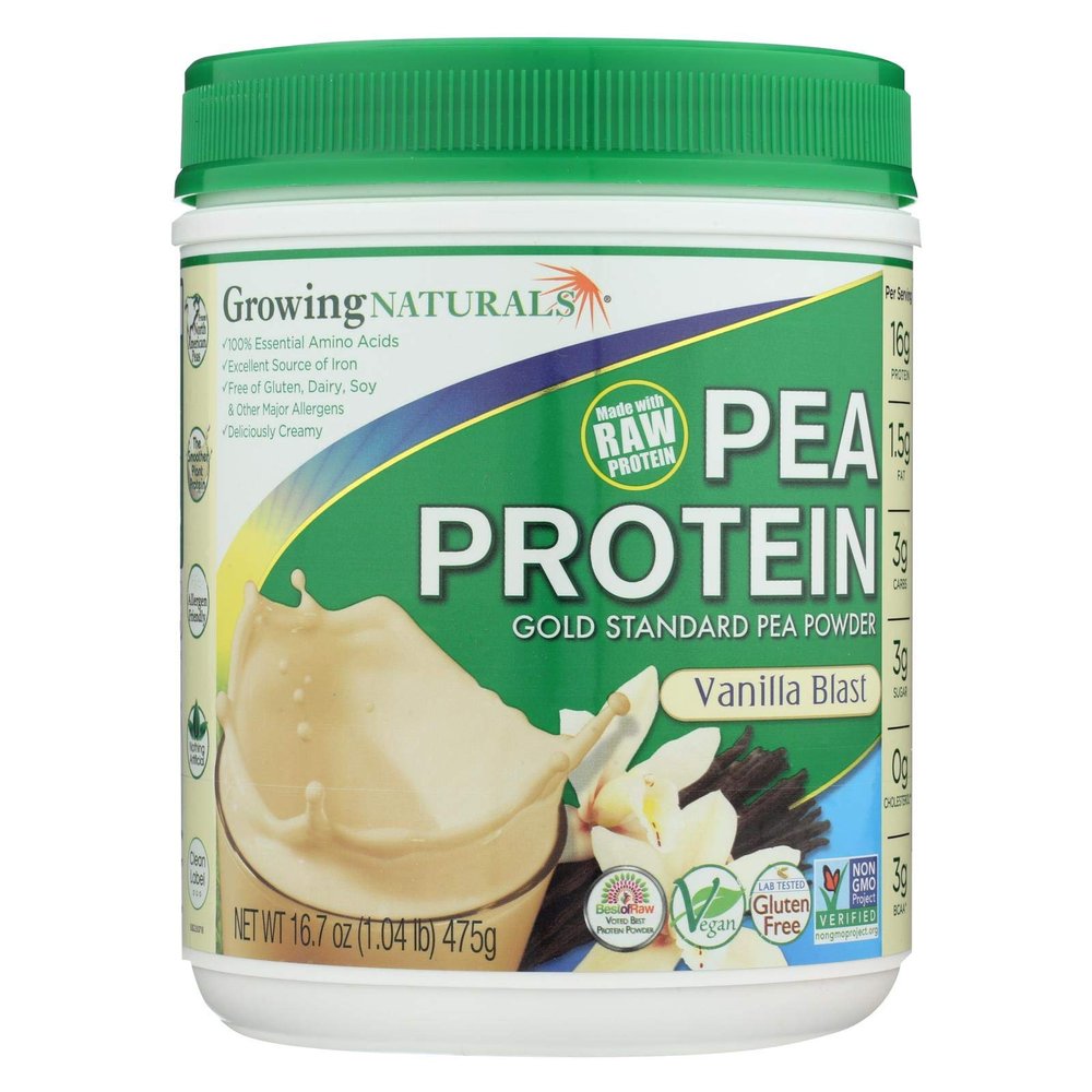 2 Pack of Growing Naturals Yellow Pea Protein - Vanilla Blast - 16 oz - Dairy Free - Vegan