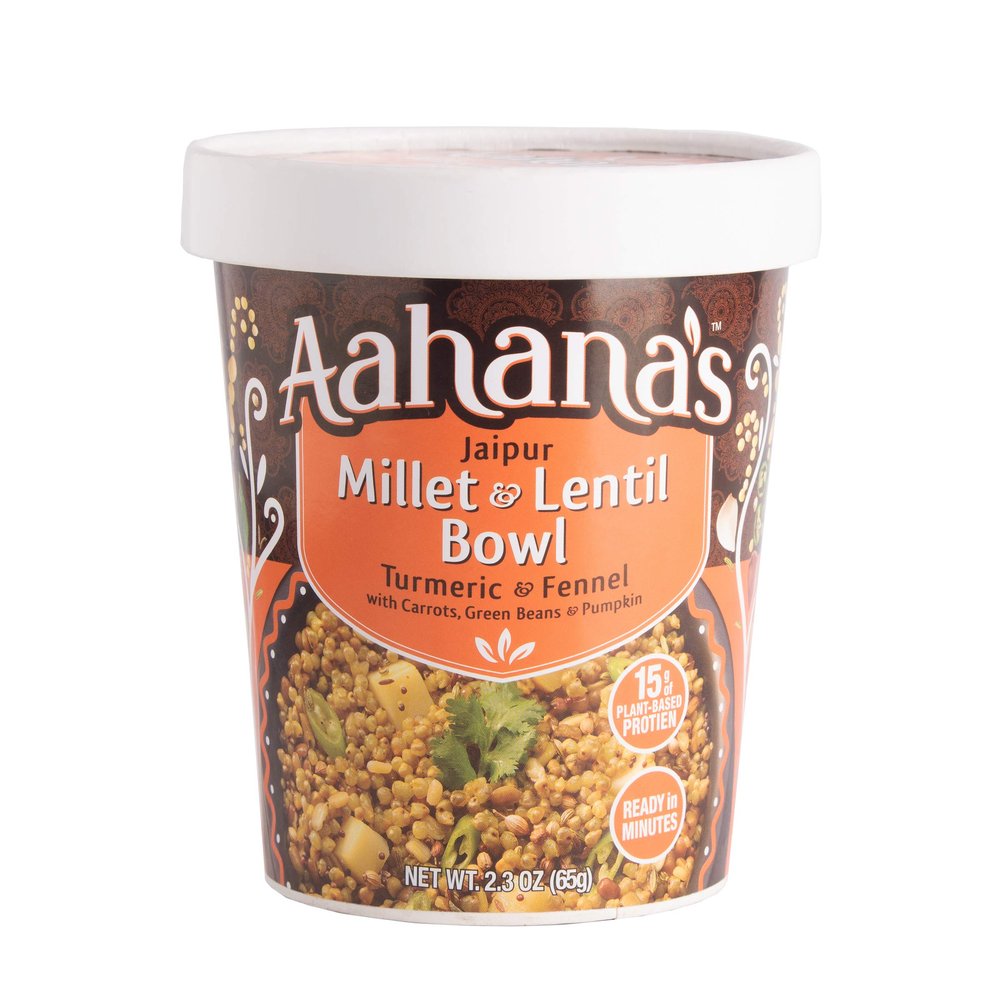 Aahana's Jaipur Millet and Lentil Bow - Gluten Free, NON-GMO, Vegan Food with 15g Plant-Based Protein - Ready-to-Eat Meals, Healthy Meals, Just add water - No Refrigeration Required - (2.3 oz,)