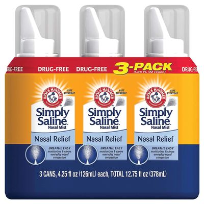 Simply Saline Adult Nasal Mist, Original, Giant Size, Special Multisize of 3 Pack (4.25 Oz Each)