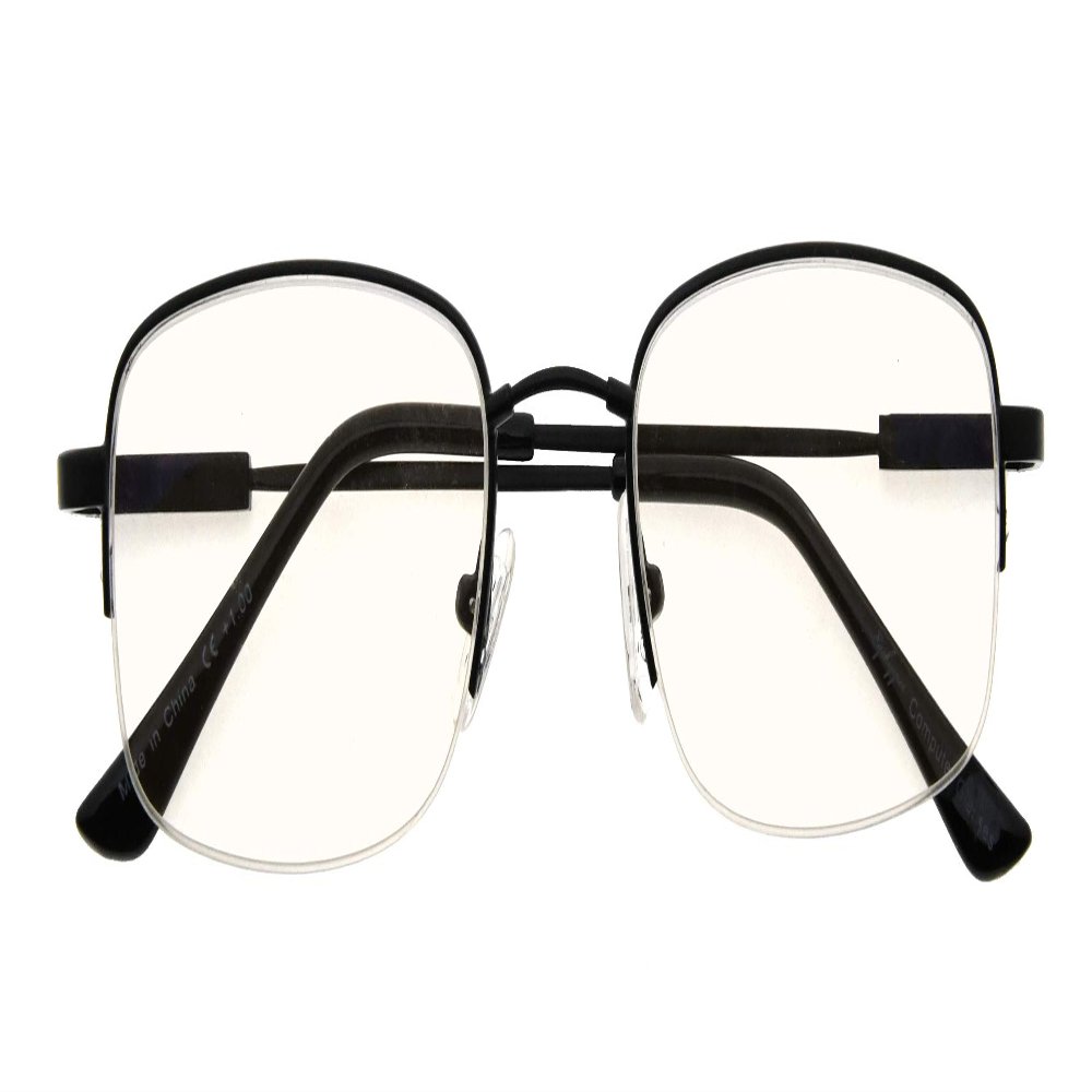 CessBlu Bendable Memory Titanium,Blue Light Blocking,Half-Rim Computer Reading Glasses(Black) +2.5