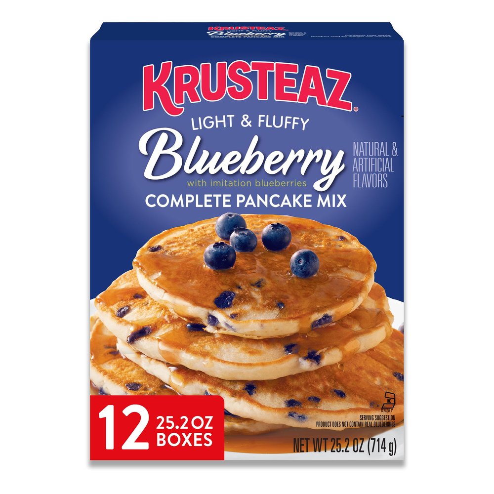 Krusteaz Complete Pancake Mix, Blueberry Pancake Mix, 25.2-Ounce Box (Pack of 12)