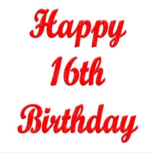 1/4 Sheet - Red Happy 16th Birthday - Edible Cake/Cupcake Party Topper - D22732