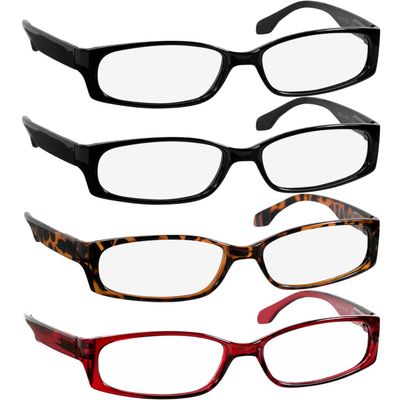 TruVision Readers Reading Glasses - 9503H -2Black-Tortoise-Red-1.75