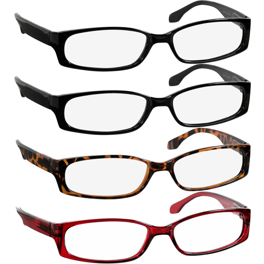 TruVision Readers Reading Glasses - 9503H -2Black-Tortoise-Red-3.75