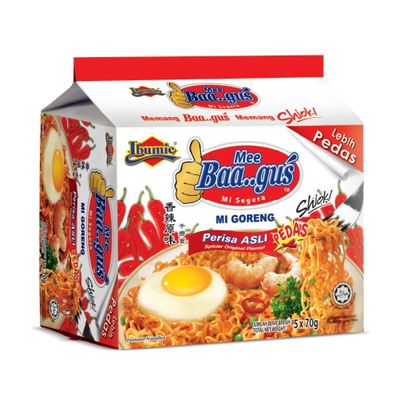 Ibumie Mee Instant Noodles 70g (Ibumie Baa..gus Mi Goreng Asli Lebih Pedas, 30 Packs)
