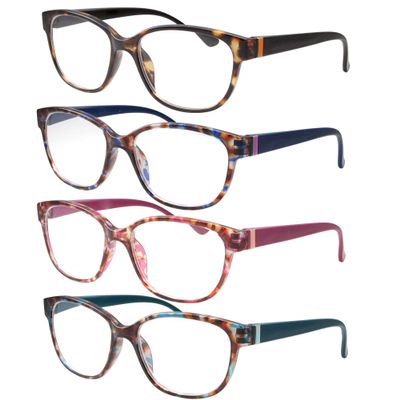 4 Pairs High Magnification Power Womens Reading Glasses - Cat Eye Readers +4.50