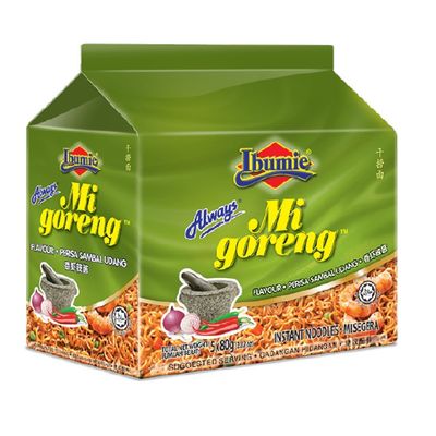 Ibumie Mee Instant Noodles 80g (Mi Goreng Sambal Udang, 30 Packs)