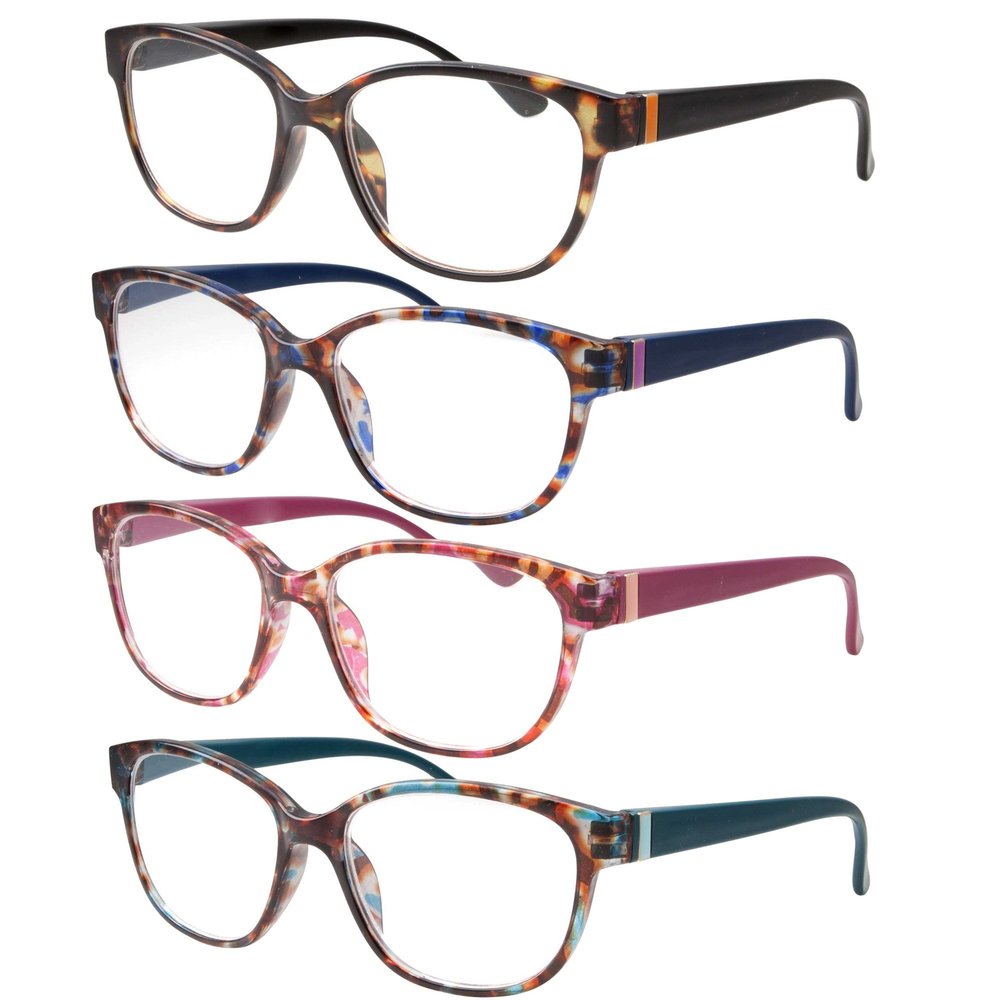 4 Pairs High Magnification Power Womens Reading Glasses - Cat Eye Readers +6.00