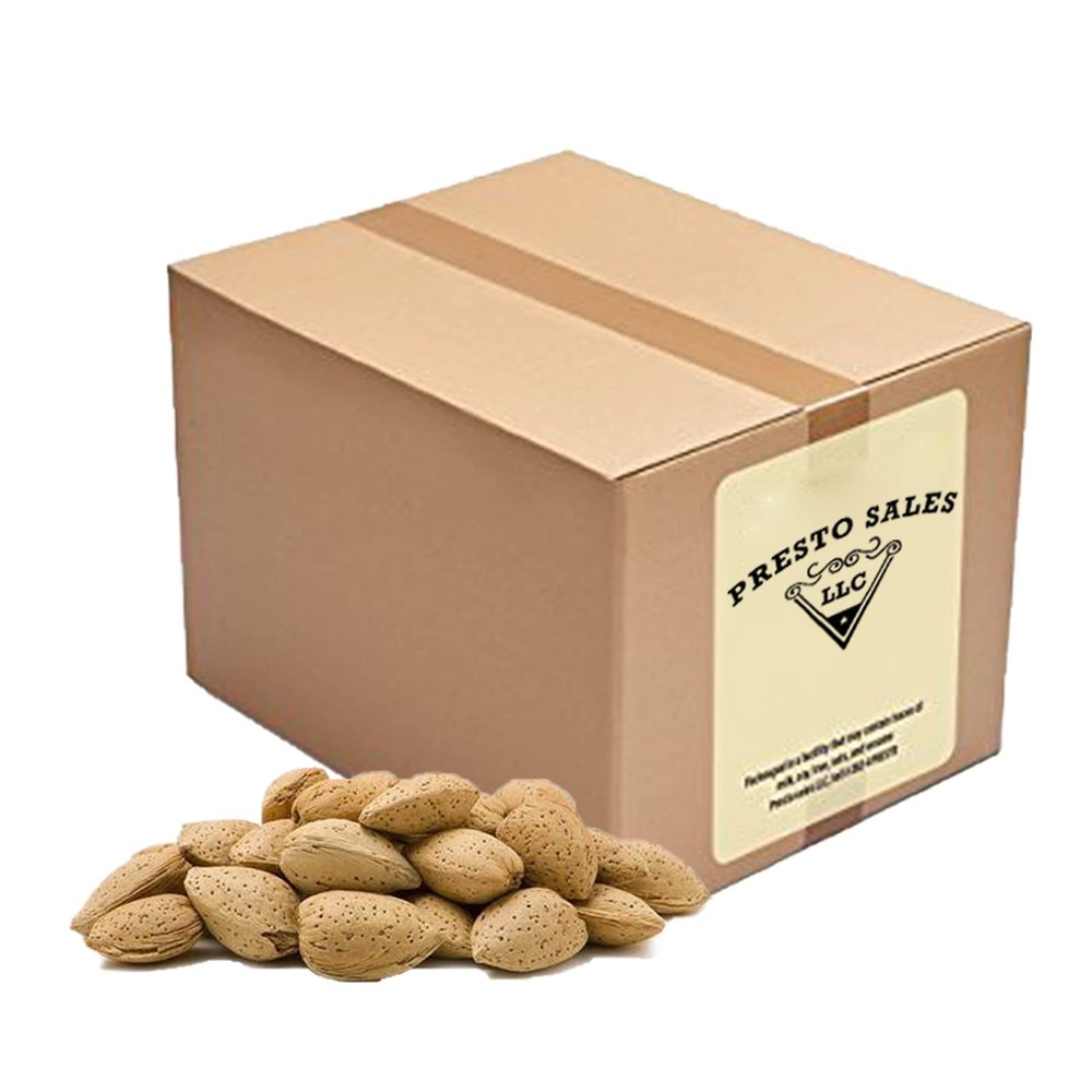 Almonds, "Fresh off the tree" In shell Jumbo California Whole Raw, Perfectly Natural, Quality, Ideal snack for Adults and Kids, packaged in a 10 lbs. (160 oz.) resealable pouch bag for freshness by Presto Sales LLC