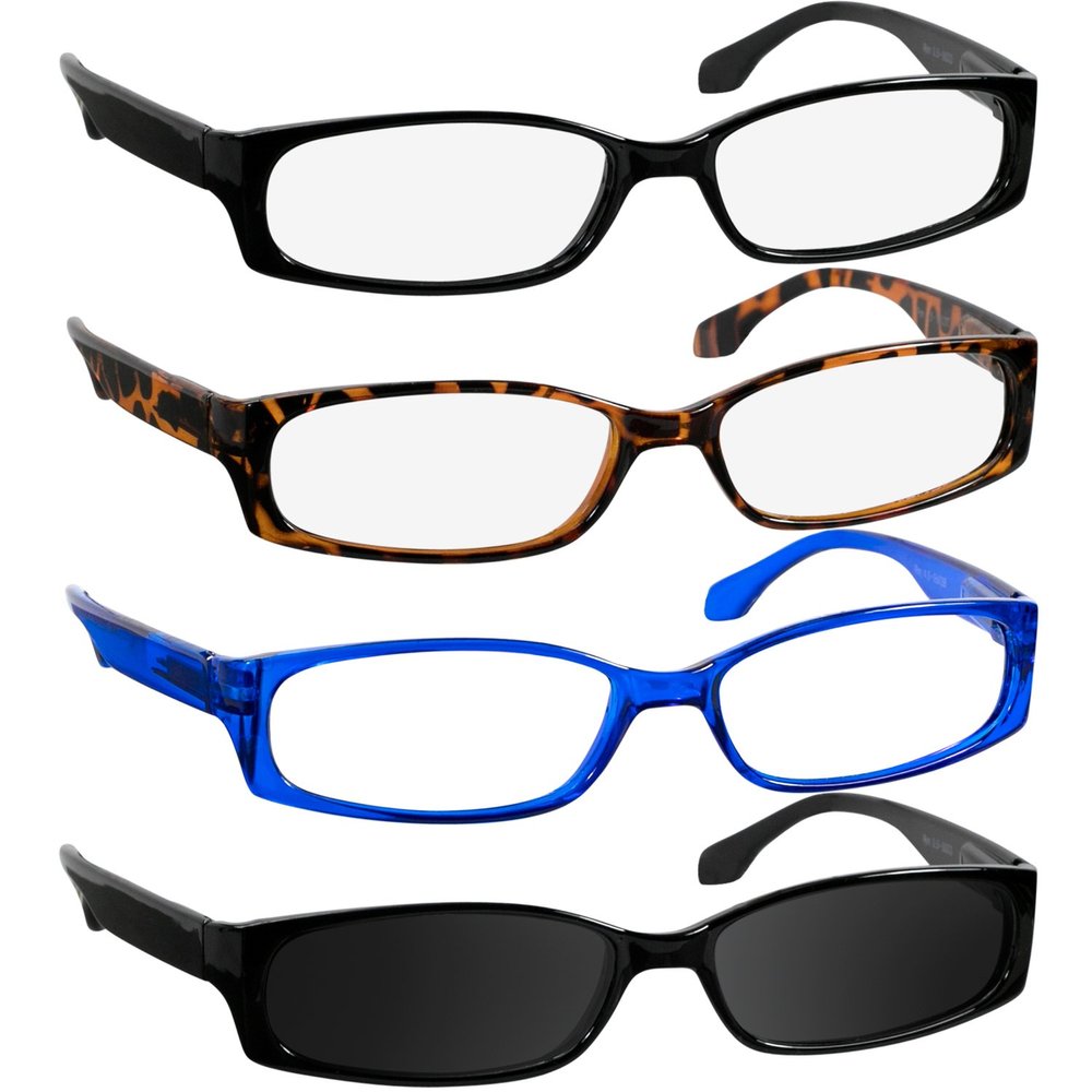 TruVision Readers Reading Glasses - 9503H -Black-Tort-Blue-1Blk Sun-2.25