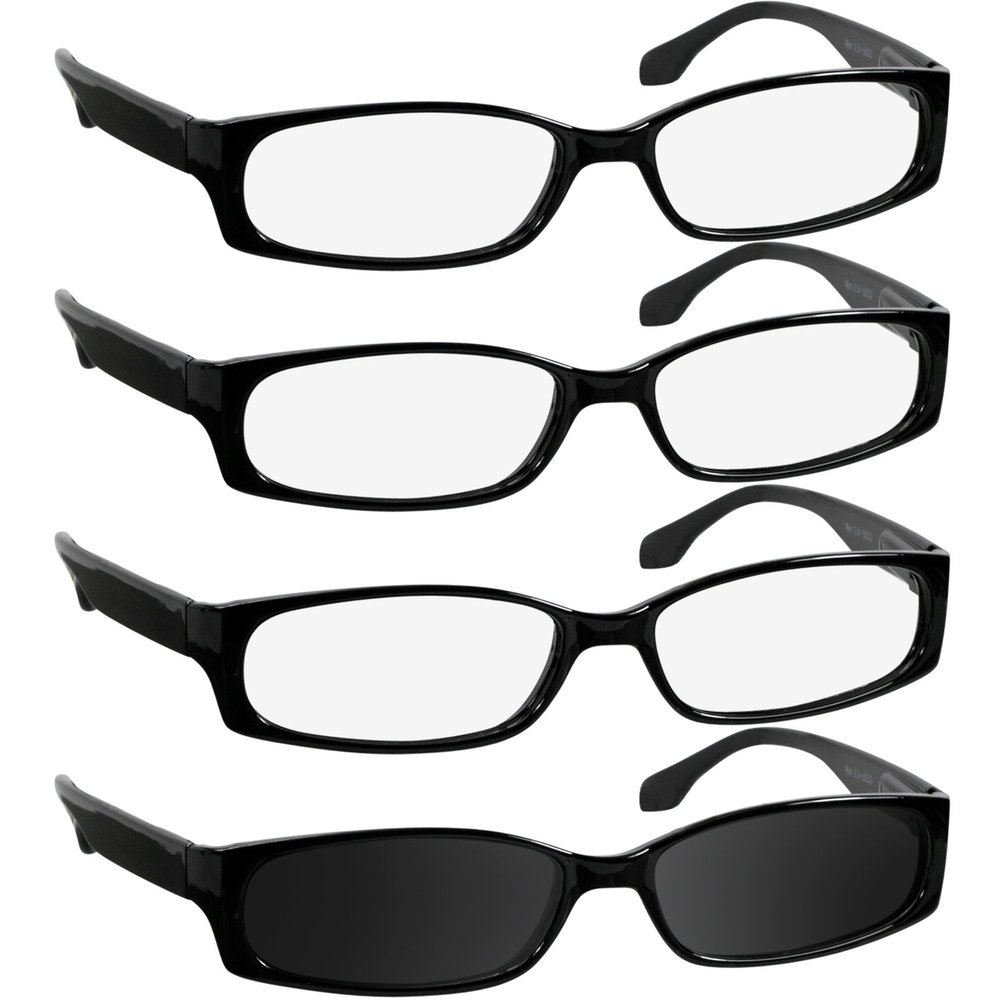 TruVision Readers Reading Glasses - 9503H -3Black-1Blk Sun-2.00