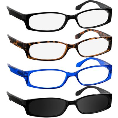TruVision Readers Reading Glasses - 9503H -Black-Tort-Blue-1Blk Sun-3.50