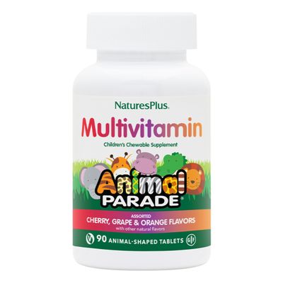 NaturesPlus Animal Parade Children's Chewable Multivitamin - 90 Animal-Shaped Tablets - Natural Assorted Flavors - Vegan, Gluten Free - 45 Servings