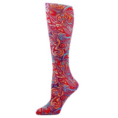 Celeste Stein Therapeutic Graduated Compression Socks, Fall Paisley Brown, 15-20 mmHg Queen Plus Calf