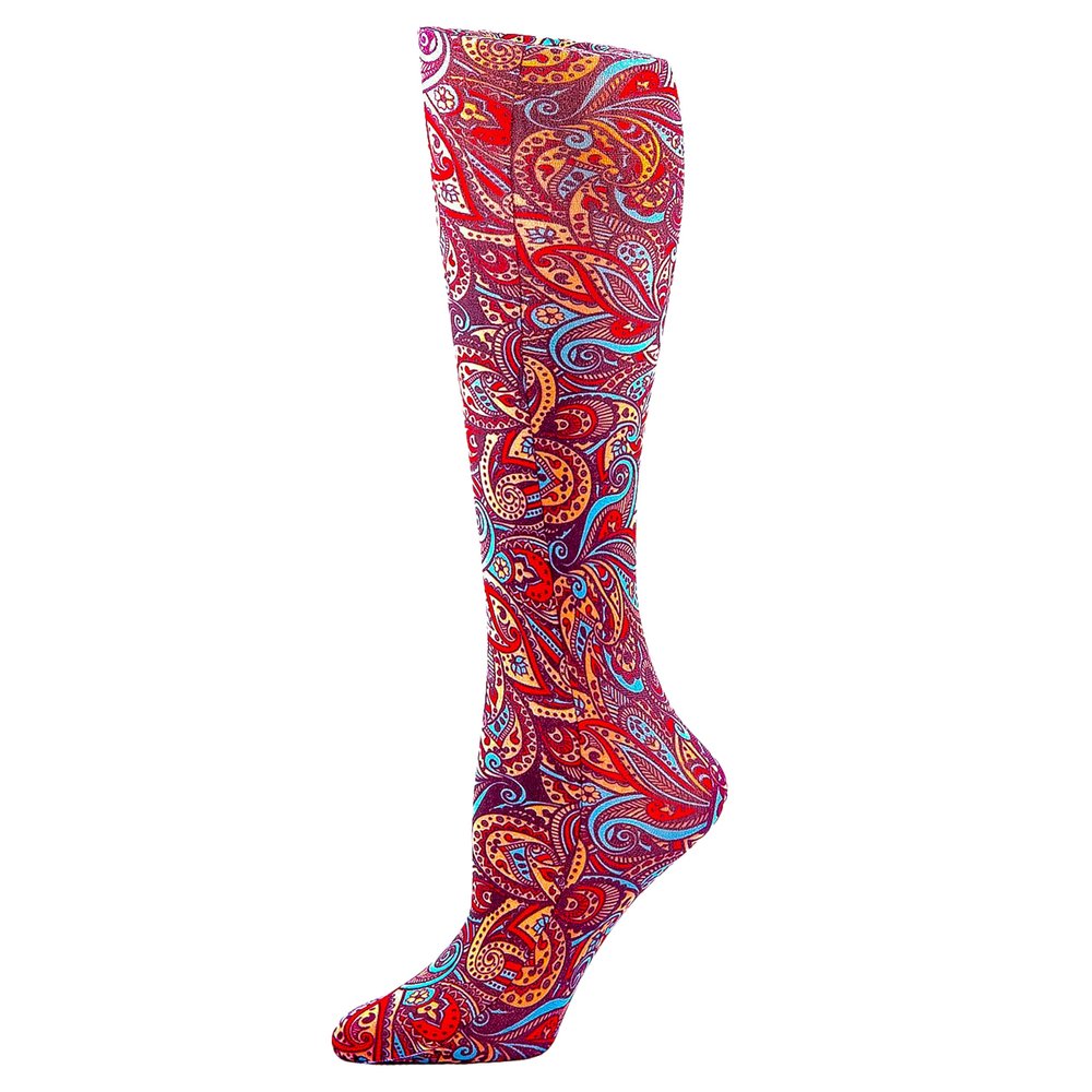 Celeste Stein Therapeutic Graduated Compression Socks, Fall Paisley Brown, 15-20 mmHg Queen Plus Calf