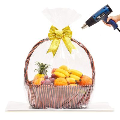 LazyMe Clear Easter Basket Cellophane Shrink Bags, 24x30 inch, Shrink Wrap Bags Large, Clear, 20pcs