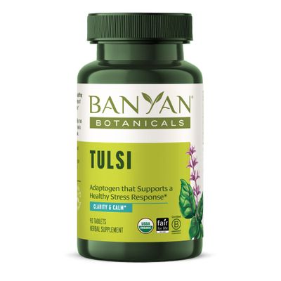 Banyan Botanicals Tulsi (Holy Basil) Uplifting Adaptogen Organic Lung and Respiratory Health Supplement* 90 Tablets Non-GMO Sustainably Sourced Vegan