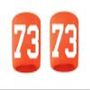 #73 Embroidered/Stitched Sweatband Wristband ORANGE Sweat Band w/ WHITE Number (2 Pack) view 1