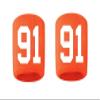 #91 Embroidered/Stitched Sweatband Wristband ORANGE Sweat Band w/ WHITE Number (2 Pack) view 1