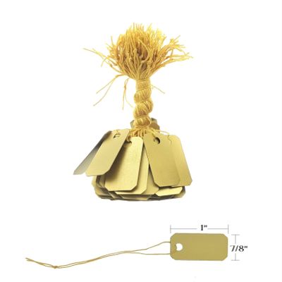 100 Pcs Elegant Jewelry String Tags Perfect for Gifts or Business (1" x 1/2" - 100 Pack, Gold)