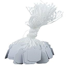 100 Pcs Elegant Jewelry String Tags Perfect for Gifts or Business (1" x 1/2" - 100 Pack, White)