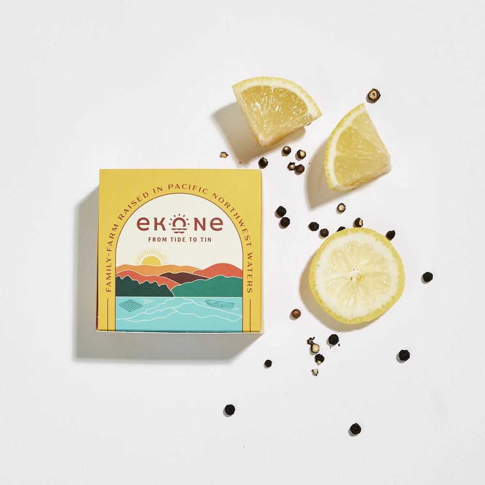 Ekone Lemon Pepper Smoked Oysters Farmed, Raised, Canned in Washington State 3oz (6 Pack)
