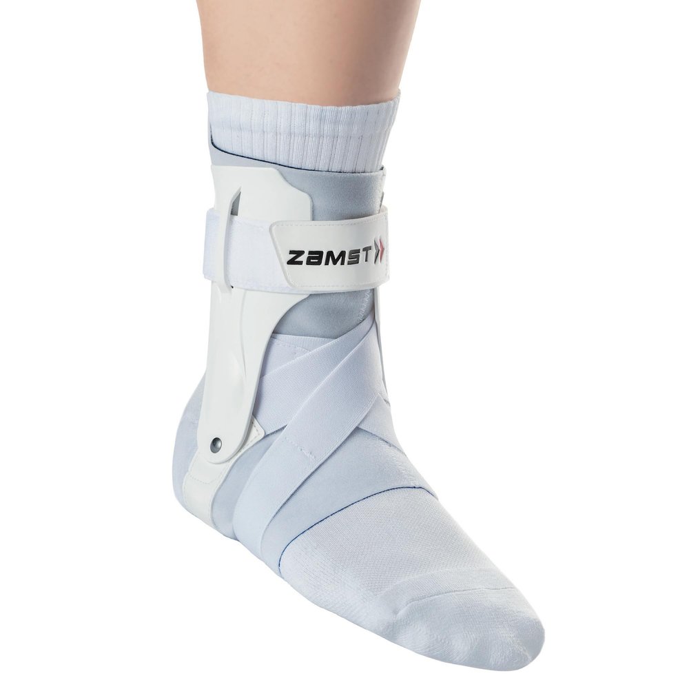 Zamst A2-DX Sports Ankle Brace with Protective Guards For High Ankle Sprains and Chronic Ankle Instability-for Basketball, Volleyball, Lacrosse, Football-White, Left, Large