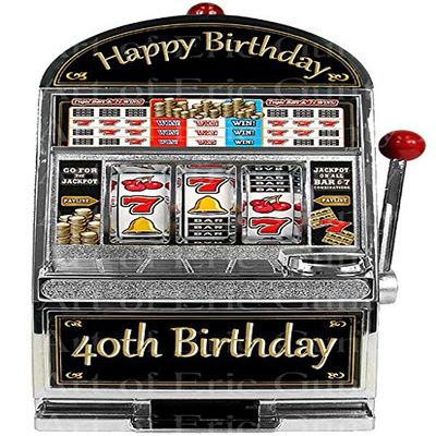 1/4 Sheet - Las Vegas Happy 40th Birthday Slot Machine - Edible Cake/Cupcake Party Topper - D22765