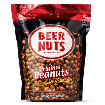 BEER NUTS Original Peanuts - Sweet & Salty Bar Nuts - Gluten Free, Kosher, Low Sodium Peanut Snacks Made In The USA - 30oz Resealable Bag (Pack of 1)