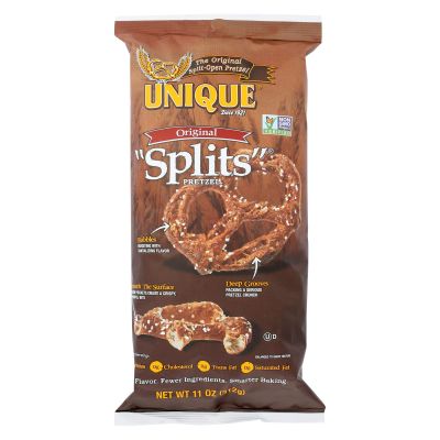 Unique Pretzels Splits - Original - Case of 12 - 11 oz.