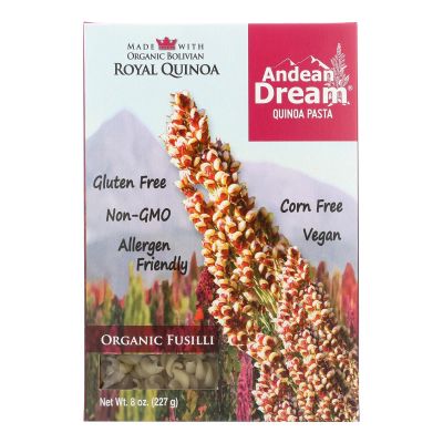 Andean Dream Gluten Free Organic Fusilli Quinoa Pasta - Case of 12-8 oz.
