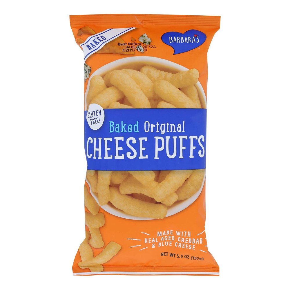 Barbara's Bakery Baked Original Cheese Puffs - Case of 12 - 5.5 oz.