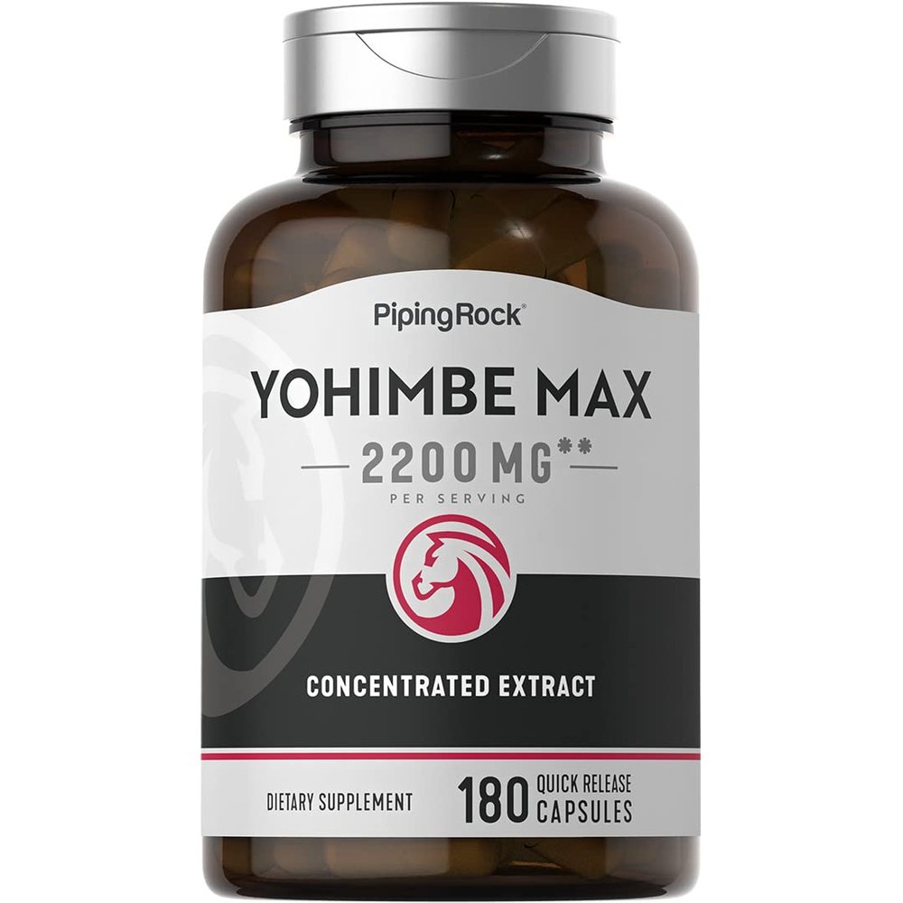 Piping Rock Yohimbe Supplements for Men | 180 Capsules | Max Concentrated Extract | Non-GMO, Gluten Free Supplement
