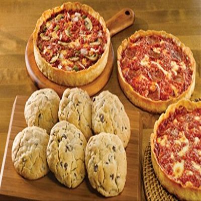 6 Carol's Cookies & 3 Lou Malnati'sChicago-Style Deep Dish Pizzas (3 Veggie)