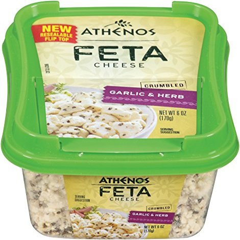 Athenos Crumbled Feta Cheese, Garlic & Herb, 6 Ounce (Pack of 12)