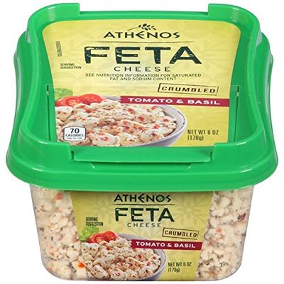 Athenos Crumbled Feta Cheese, Tomato & Basil, 6 Ounce (Pack of 12)