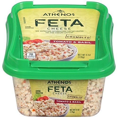Athenos Crumbled Feta Cheese, Tomato & Basil, 6 Ounce (Pack of 12)