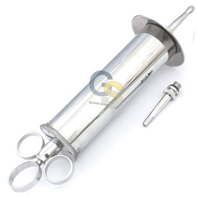 Ear Wax Removal Syringe 4 OZ - Brass with Chrome Finish Ideal for Household, EMT, Student, School and Hobby by G.S ONLINE STORE