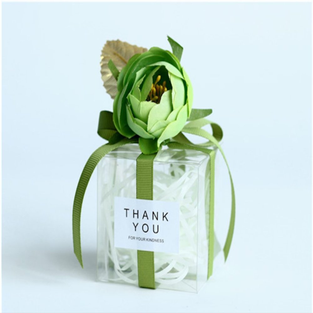 Gift Boxes, Set of 12 Decorative Treat Boxes, Wedding, Birthday, Party, Christmas (Green)