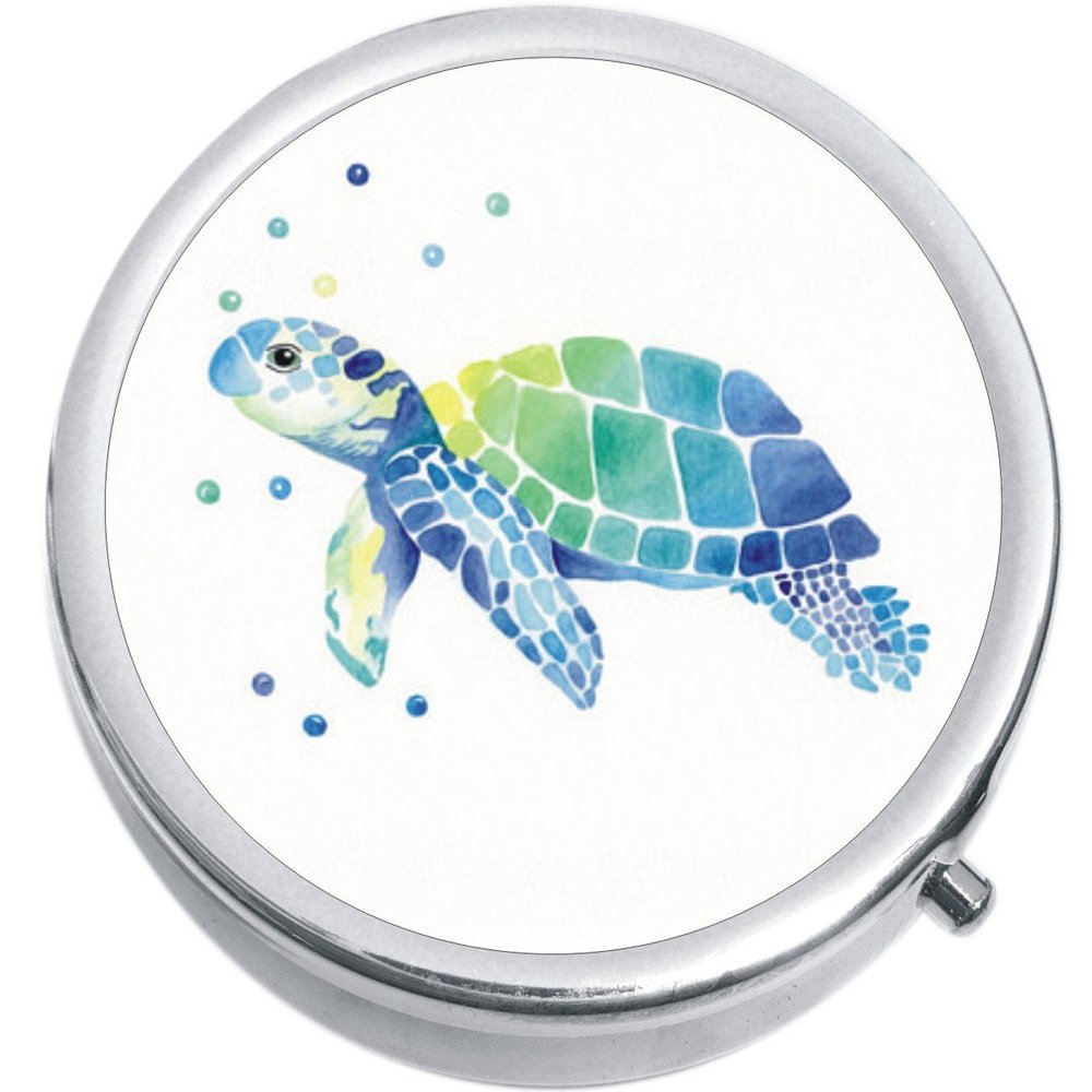 Watercolor Sea Turtle Medicine Vitamin Pill Box
