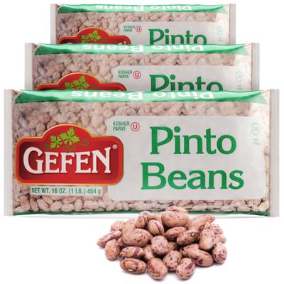 Gefen Premium Quality Pinto Beans 16oz, Bulk (3 Pack) , Great for Soups, Stews, Dips, and Burritos