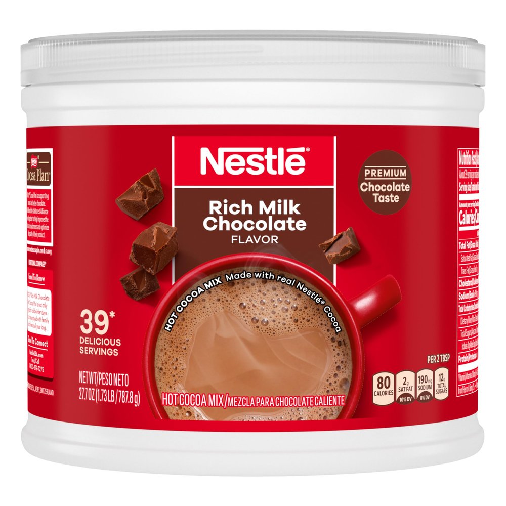 Nestle Hot Cocoa Rich Milk Chocolate Flavored Mix Powder Canister 1.731 lb.