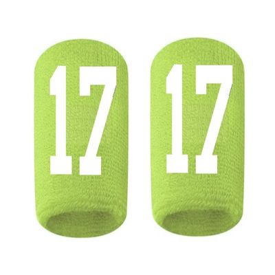 #17 Embroidered/Stitched Sweatband Wristband VOLT Sweat Band w/ WHITE Number (2 Pack)