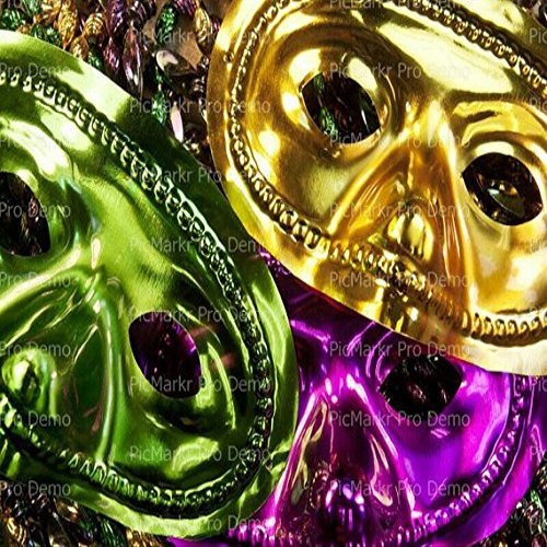 1/4 Sheet - Mardi Gras Masks Birthday - Edible Cake/Cupcake Party Topper - D871