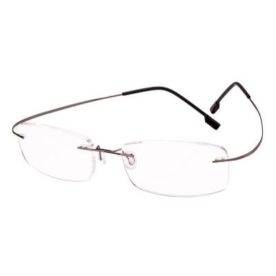 BEISON Memory Titanium Stainless Steel Rimless Flexible Reading Glasses (Grey, 1.0)