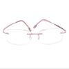 BEISON Memory Titanium Stainless Steel Rimless Flexible Reading Glasses (Pink, 3.5) view 2